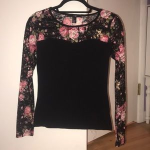 Black long sleeve with flower lace